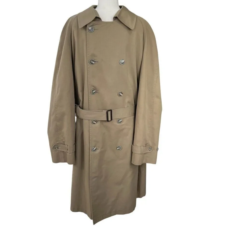 Vintage 90's Men's Christian Dior Wool Lined Double Breasted Belted Trench Coat